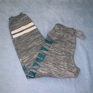 Grey Joggers w/ Blue Glittery “Varsity” Lettering